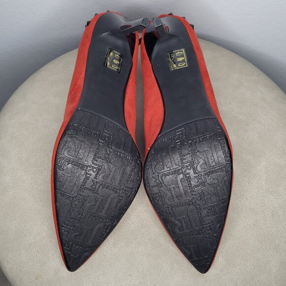 J. Renee Red Suede Studded Stiletto Pumps – Size 12M (New Without Box) - Picture 7 of 9